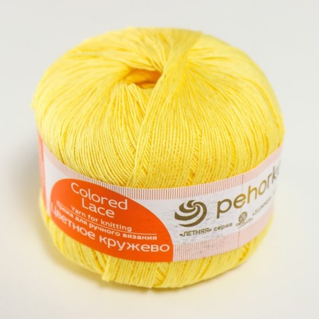 Yarn "Color lace" 100% Mercerized cotton 465m/50g (53-sv. Yellow)-1