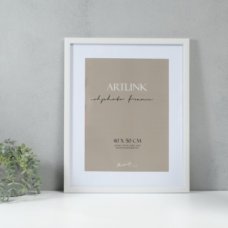 Photo frame Plastic "Gloria" 40x50 with a paspartm 30x40 cm, white