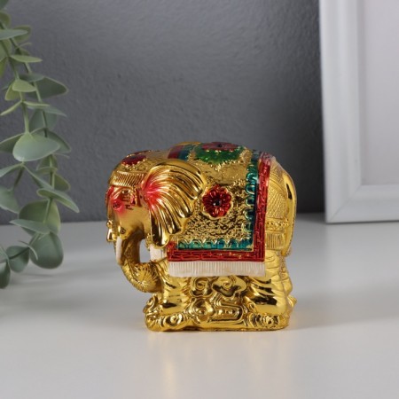 NECK Polystone "Indian elephant on gold ingred" gold 4.6x8.8x8 cm-1