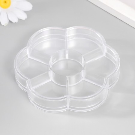 Casket Plastic for trifles "Flower" Transparent 7 compartments 10.3x10.3x1.8 cm