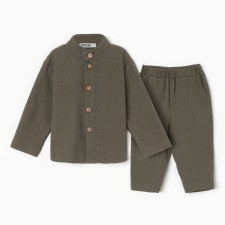 Set for a boy (shirt, pants) minku, green color, height 68-74