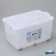 Storage container with a lid Ricco, 50 l, 61 × 39 × 32 cm, on wheels, color transparent color
