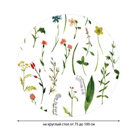Tables on the table "Rare flowers", round, oxford, elastic band, size 120x120 cm, diameter 75-100 cm-1