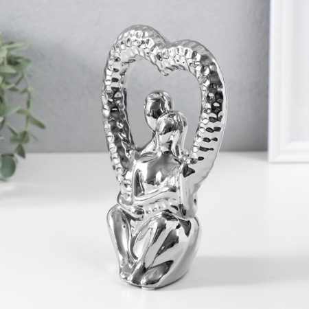 Souvenir Ceramics "Abstraction. Lovers with the heart" silver 13x7x18.5 cm-3
