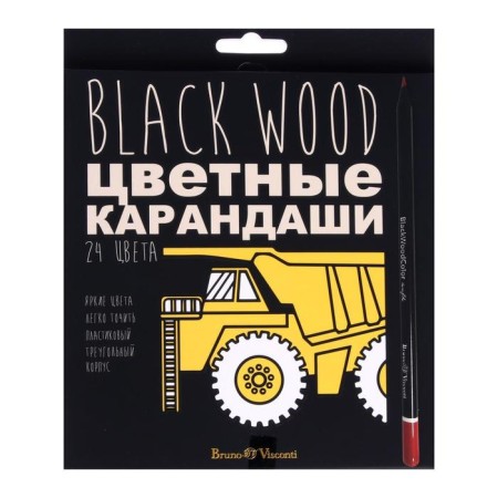 Pencils 24 colors Blackwoodcolor, plastic, three -sided, mix-6