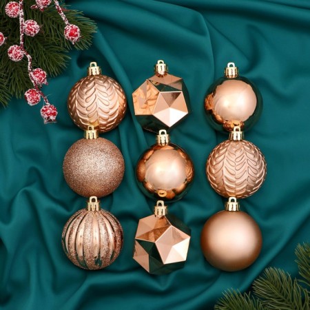 Set of balls plastic D-6 cm, 26 pcs "Isabelle" to the edge, gold
