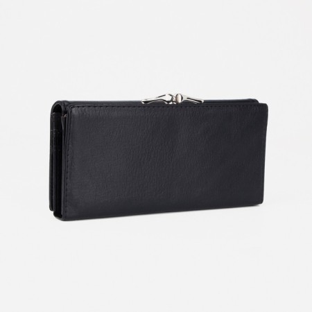 Women's wallet on magnets, black color-1