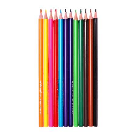 Pencils 12 colors, in a tube, hexagonal, wooden, abstraction-1