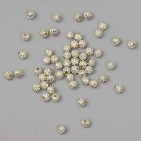 Beads for creativity plastic "Sig-zag" beige-silver set 20 grams 0.6x0.6x0.6 cm-1