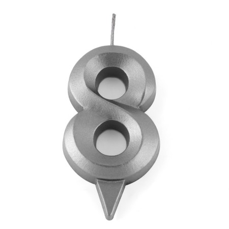 Candle in the cake "Fine", number 8, graphite, 6.5 cm-2