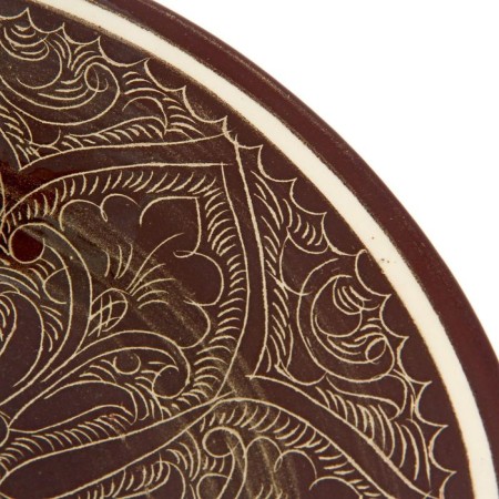 The plate of the Rishtan ceramics "Patterns", brown, deep, 20 cm-2