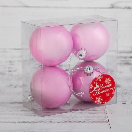 Set of balls plastic D-6 cm, 4 pcs "gloss" pink-1