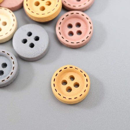 Buttons wood for creativity 4 punctures "style" set 40 pcs mix 1.2x1.2 cm-1