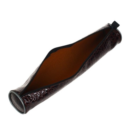 Penal-tobus for brushes, soft, 355 x 65 mm, 7k37, leatherette, reptile print, glossy, brown-6