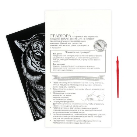 Engraving "Tiger" with a metallic effect "Gold" A4-4