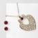 Set 2 objects: earrings, pendant "Heart" lady, color pink-white in gold, 48 cm