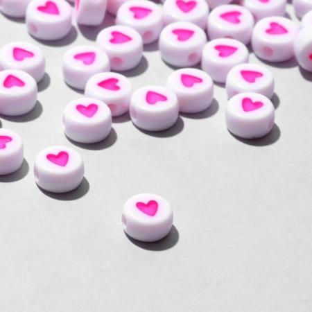 Acrylic bead "heart", 7 × 4 mm, set 10 g, color fuchsia-1