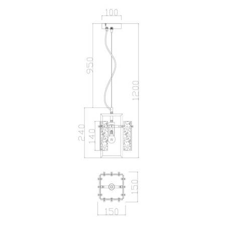 Suspended lamp Freya Fr5166PL-01BS BASILICA, 15x15x120 mm, E14, 1x40W, brass color-1