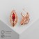 Earrings with rhinestones "Edel" ellipse openwork, red color in gold
