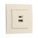 Socket with USB-A + usb-C connectors, 2.1 A, 5V, TOT ELEAGANT, hidden, beige