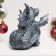 Piggy bank "Dragon with a ball" silver, 14cm