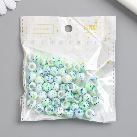 Beads for creativity plastic "Spray paint. Blue on white" D = 1 cm set 20 g-4