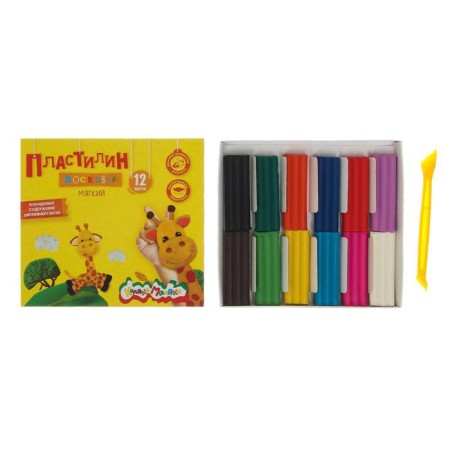 Plasticine soft (wax) 12 colors 180 g "Kalyaka-Malyak", with a stack-4