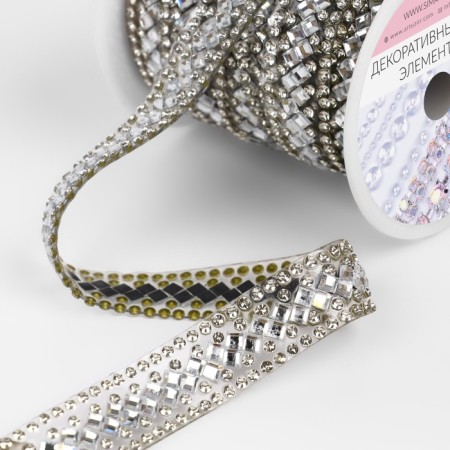 Rhinestones “rhombuses”, width - 13 mm, 4.5 ± 0.5 m, silver color-1