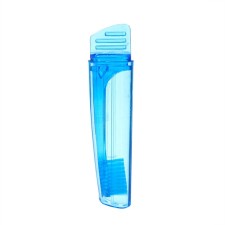 Folding toothbrush in individual packaging, 1 piece, medium stiffness, blue