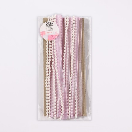 Decorative tape with beads, 12 mm, 4.5 ± 0.5 m, lilac color No. 44-2