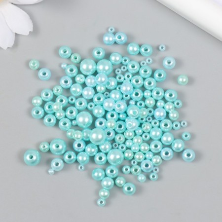 Beads for creativity plastic "Round. Mint" d = 3-8 mm, set 10 grams