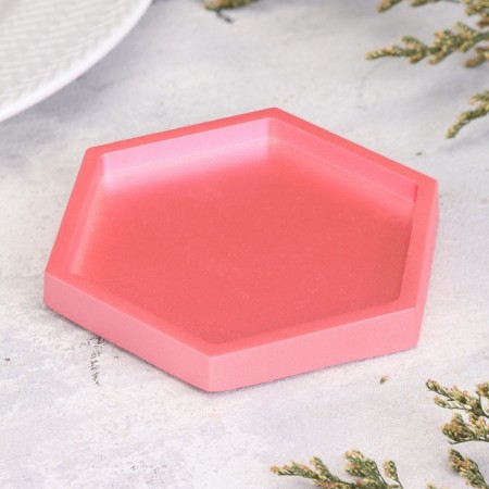 Summary "Hexagonnik. Marble" from gypsum, 9.7x1.3x1cm, pink-1