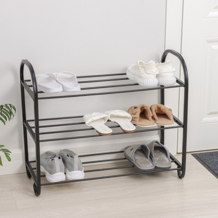 Lisa shoe stand, 3 tiers, 70 × 30 × 55 cm, black color