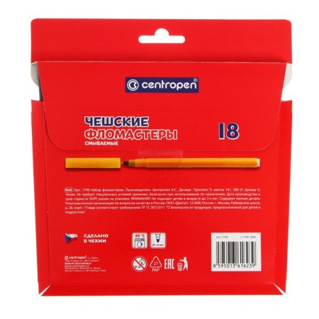 Fleeters 18 colors Centropen 7790/18 Penguins, line 1.0 mm, plastic envelope-1