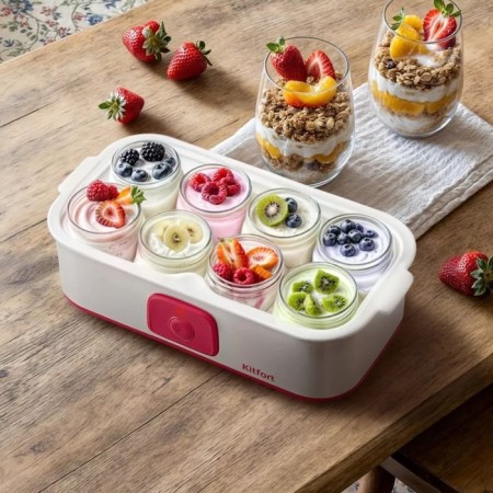 Yogurtnitsa KitFort KT-6098, 20 W, 180 ml, 8 containers, glass, silver-pink-2