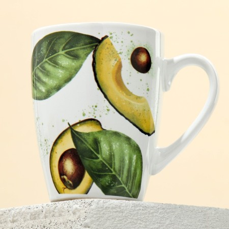 Ceramic mug "avocado", 350 ml, white color-3