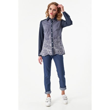 Female shirt, size 48, blue, blue color-4