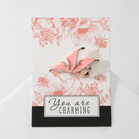 Brooch "Butterfly" Tenderness, white-pink color in pink gold-2