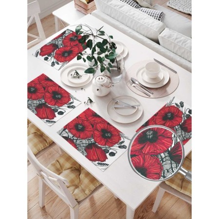 A set of napkins for setting the table "Bagrow poppies", rectangular, size 32x46 cm, 4 pcs-1