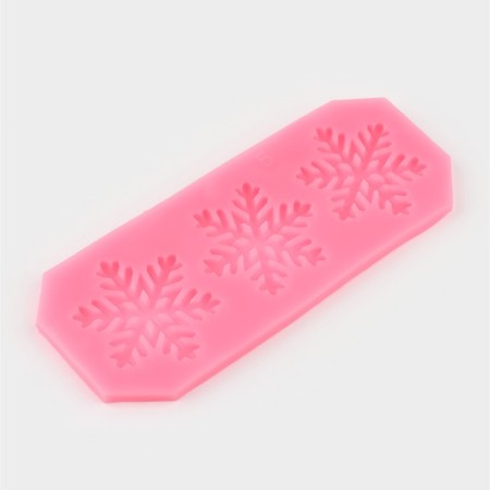 Mold "Snowflakes", silicone, 17.5 × 6.8 × 0.5 cm, pink color-1