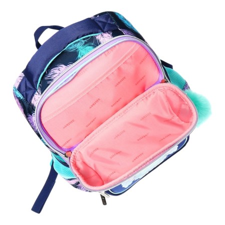 School backpack 37x28x14, ergonomic back, Devente Smart 14l, Happy Owl, for girls, turquoise/purple-8