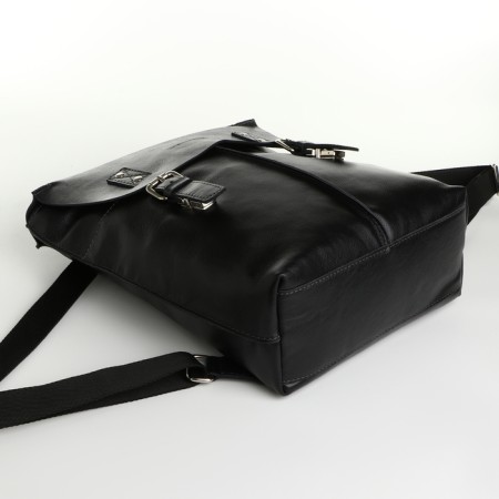 City backpack made of genuine leather with lightning, igermann, black color-2