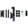 A set of bicycle tools, a bag, a set of hexagons, a repair kit, pump