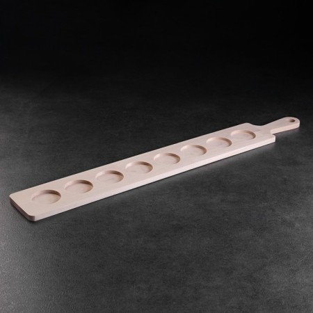 Board for serving with a pen, 8 shots, 51x7x0.8 cm, d = 4 cm, birch-1