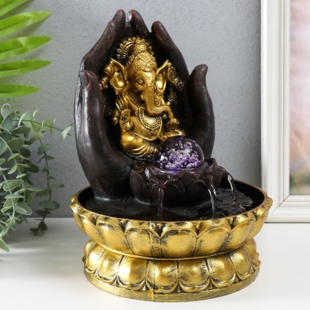 The desktop fountain from the network, the backlight "Golden Ganesha in the palms" 21x21x28 cm-1