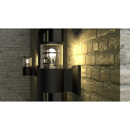 Wall lamp, invoice Duwi Techno, 170x108x220mm, E27, alumu/glass, IP65, black,-5
