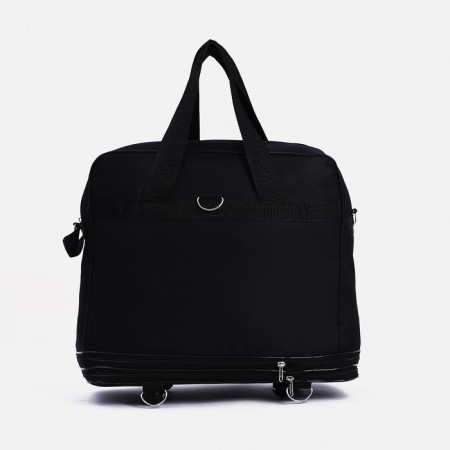 Road bag on wheels, a lightning department, with an increase, an outer pocket, a long belt, black color is black-1