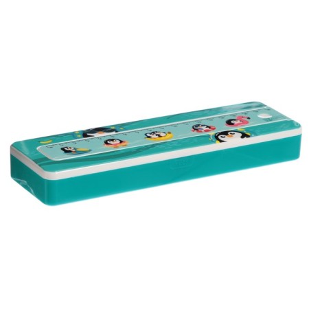 Penal case with a ruler, 64 x 210 x 25 mm, plastic, "penguins"-1