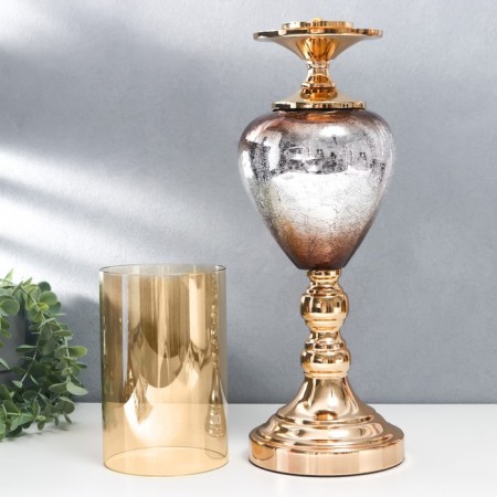 Climber metal, glass for 1 candle "mosaic" gold 52x15x15 cm-4