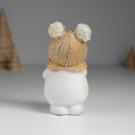 Polystone souvenir "Snowman in a hat with pompom, with New Year's wreath" 5.5x4x10 cm-3
